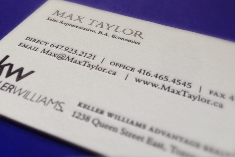 Max Taylor business cards