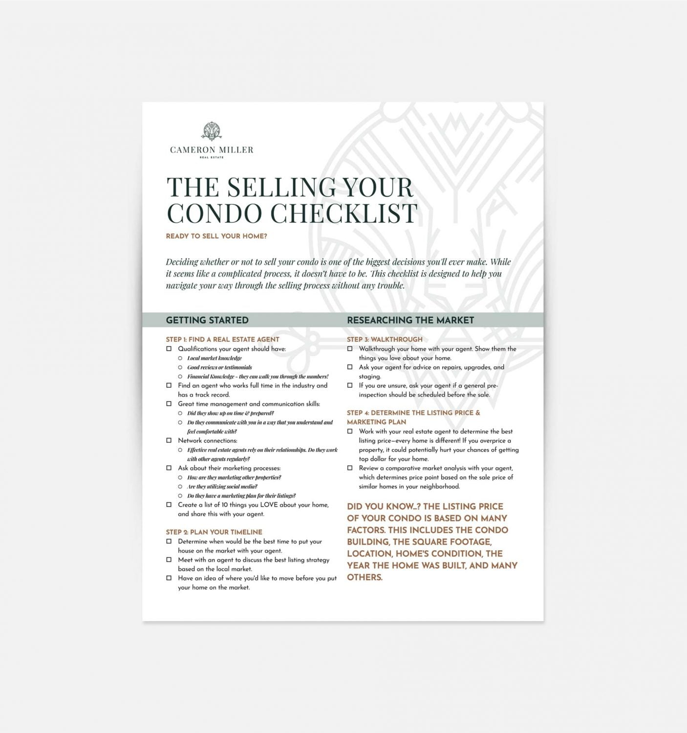 Condo selling checklist document