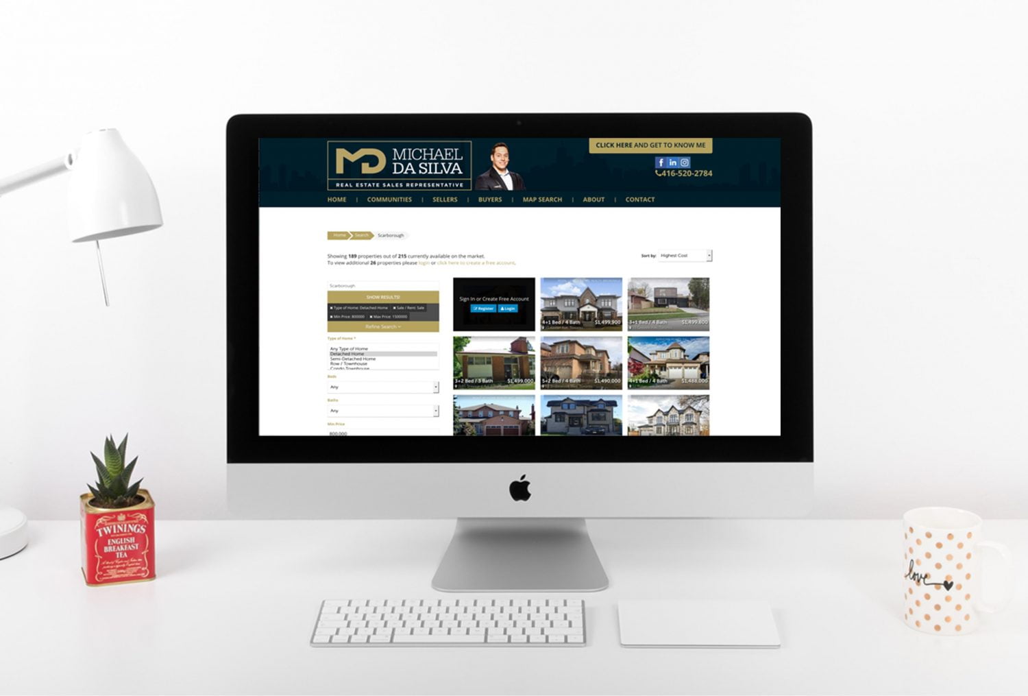 Computer with real estate website