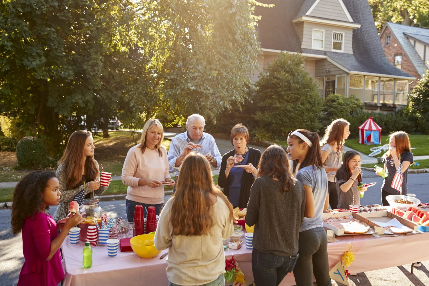 Neighbors at a community block party
